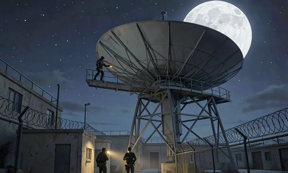 A satellite uplink station